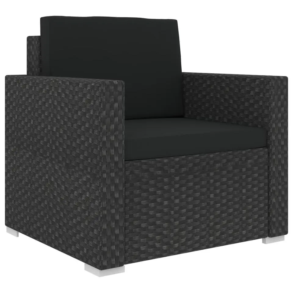 vidaXL - Loungeset - Zwart - Poly rattan - 6 stuks - Met kussens