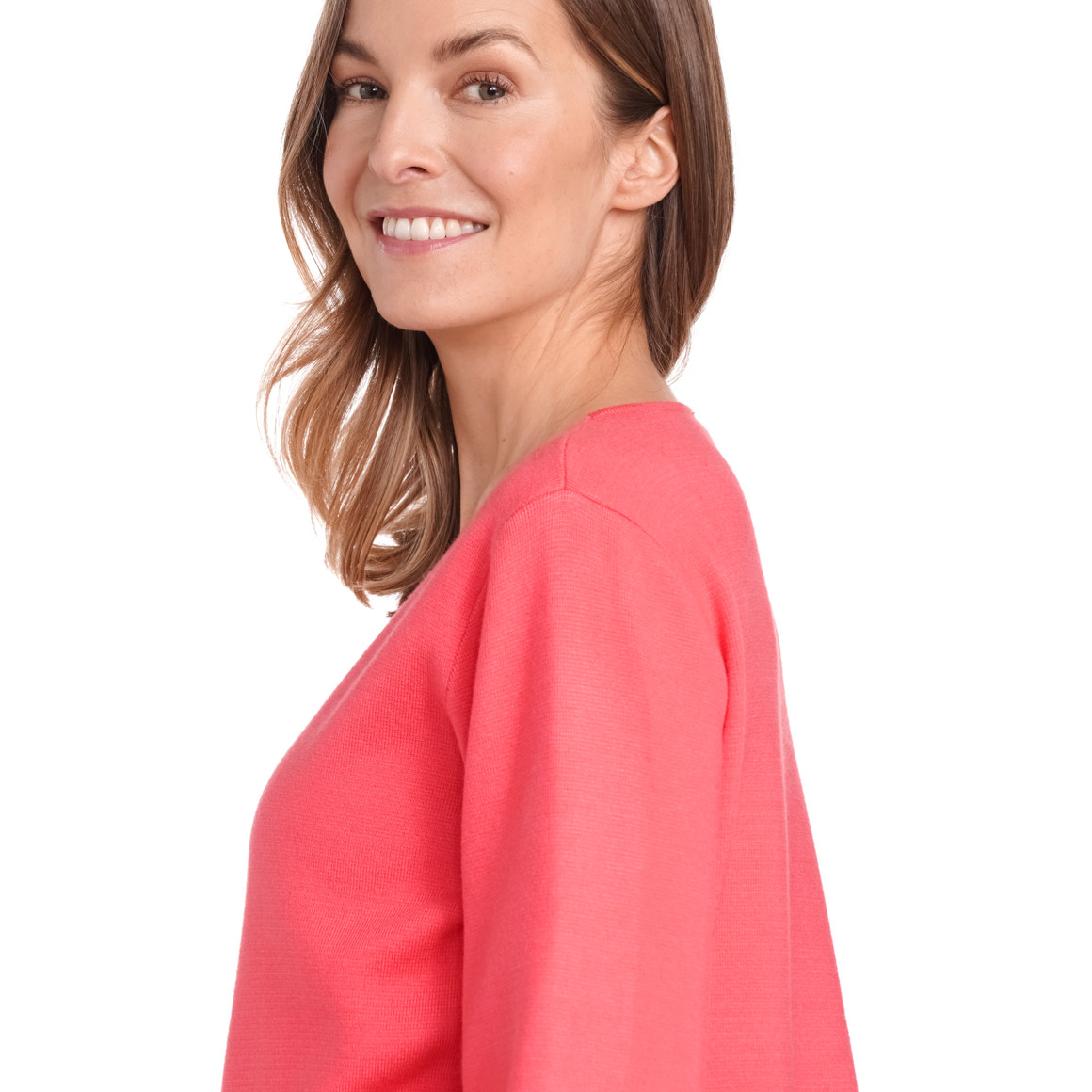 Gina Benotti Damen Pullover mit Kontraststreifen koralle