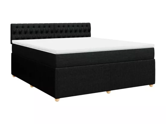 Sommier à lattes de lit avec matelas Noir 180x200 cm Tissu