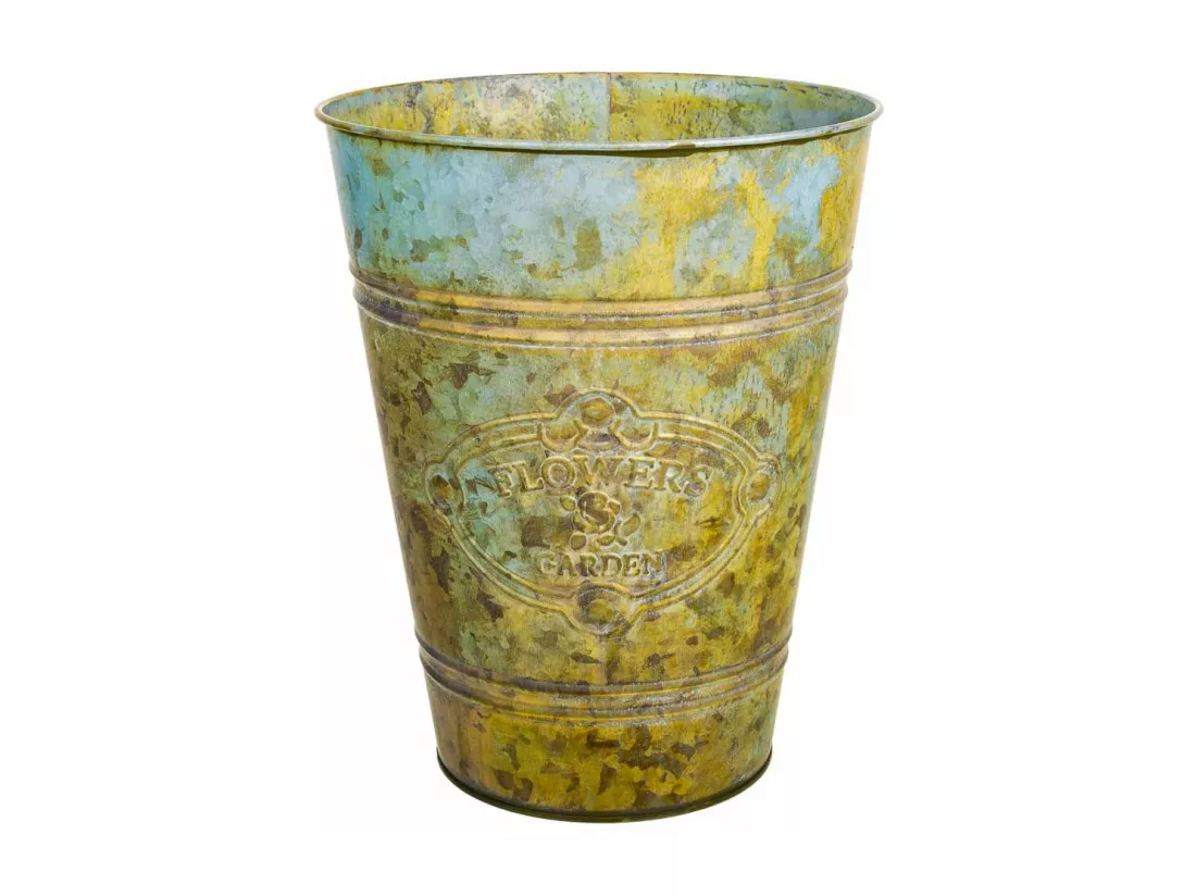 Vase en métal vert d20.5x25h b:13