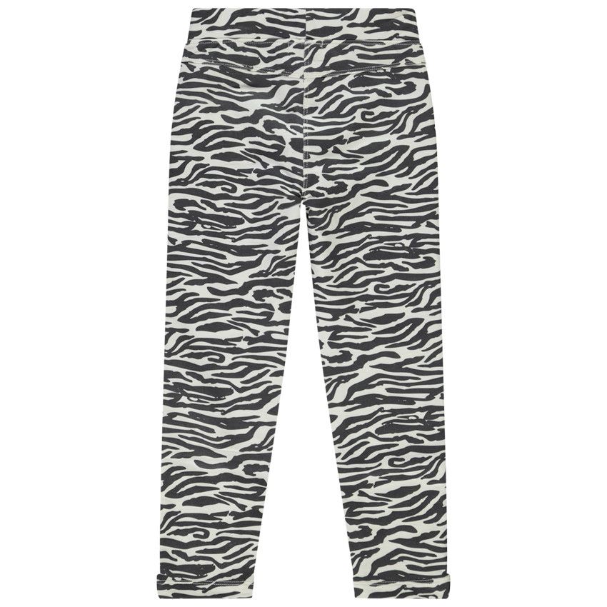 Jegging en molleton imprimé zèbre pour fille - Ecru