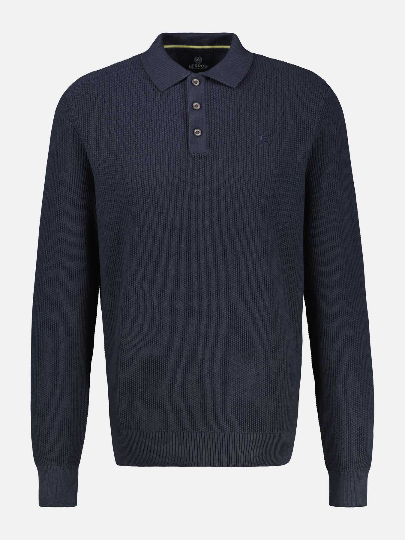 Langarmpoloshirt in Übergröße, gestrickt