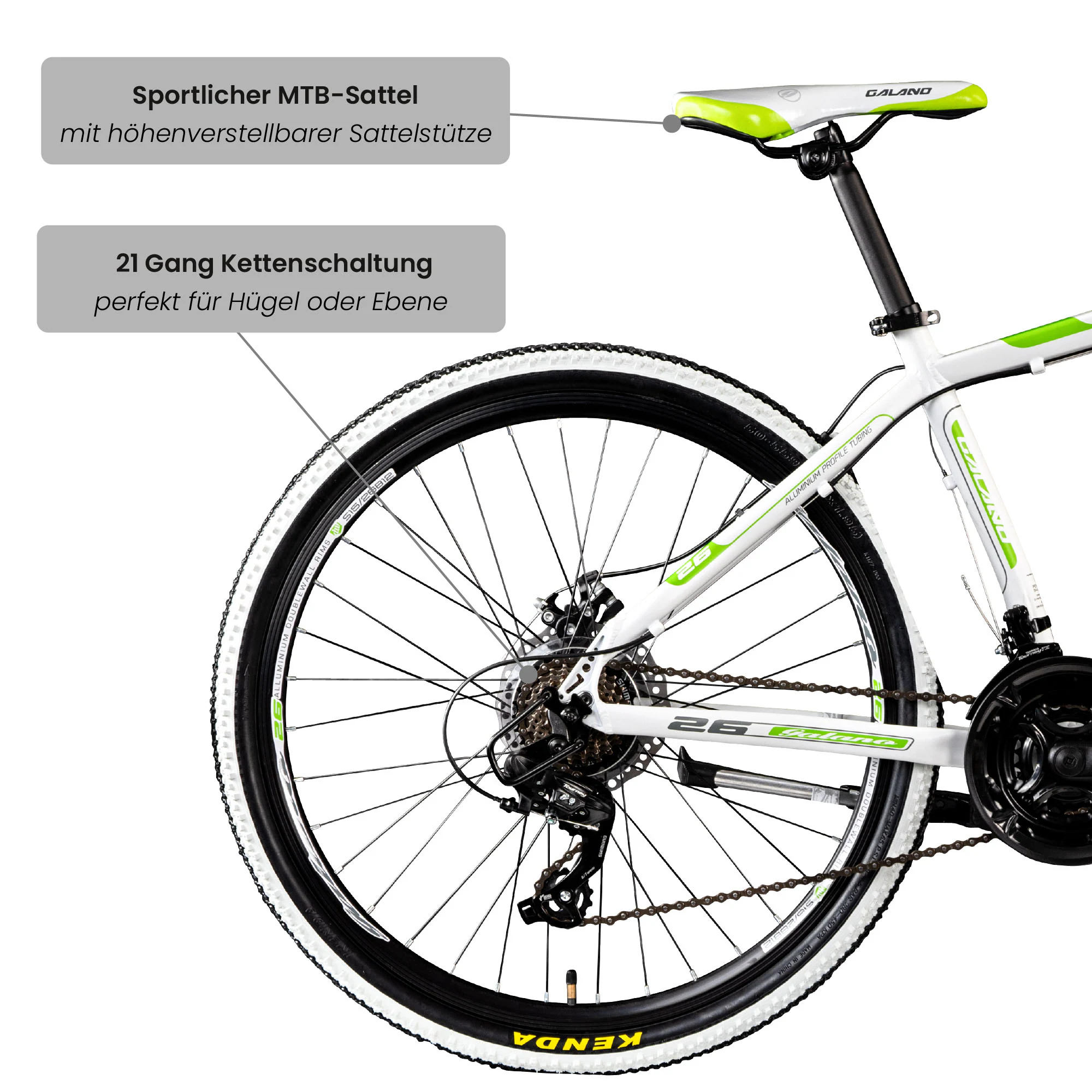 Galano Toxic 26 Zoll Mountainbike 145 - 185 cm MTB Hardtail Fahrrad 21 Gänge Scheibenbremsen Damen Herren Jugendliche unisex