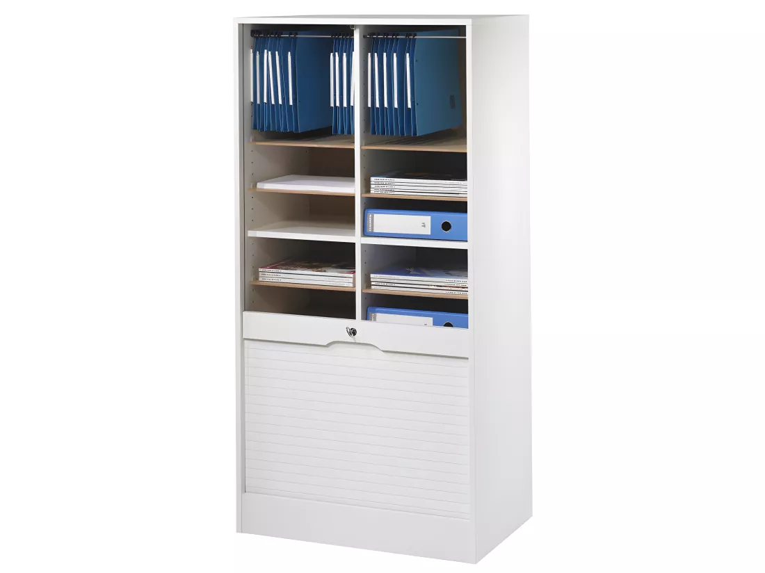 Classeur à Rideau Largeur 70 cm Hauteur 140 cm - Coloris: Blanc