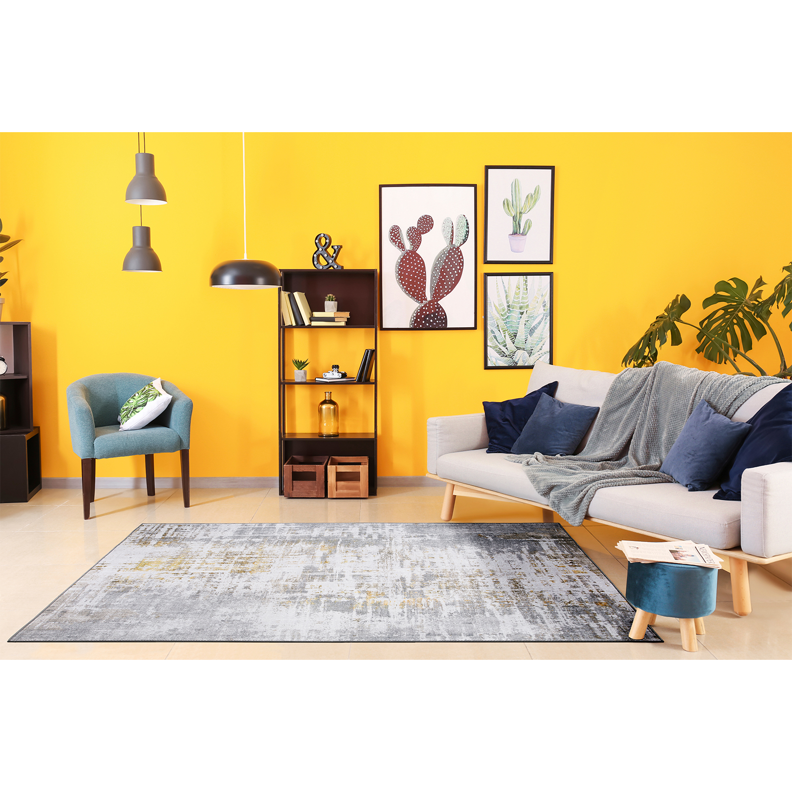 Teppich - creme-senfgelb - 80x150 cm