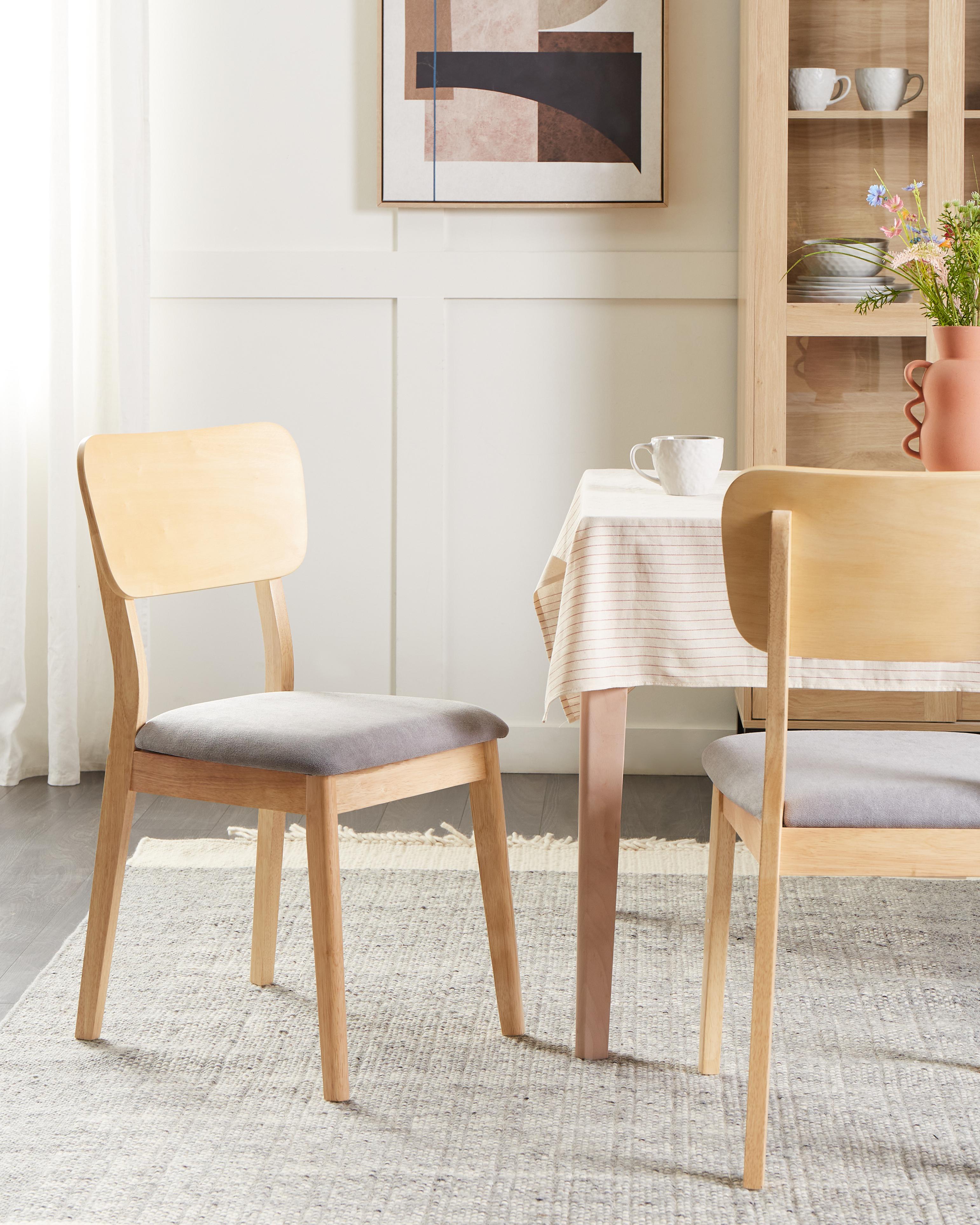 Set van 2 eetkamerstoelen MINIER Hout Lichtbruin/grijs