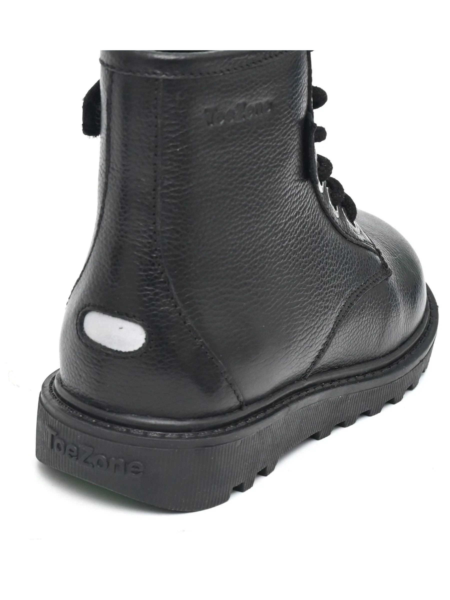 ToeZone Storm zwarte leren Ortholite enkelboots voor jongens