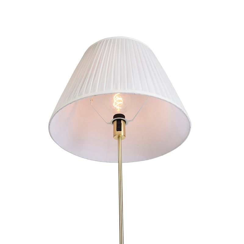 Vloerlamp goud/messing met plisse kap crème 45 cm - Parte