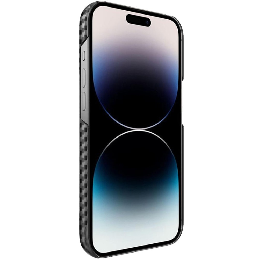 iPhone 14 Pro Max Hardcase Leder Hülle im Carbon Look - Schwarz