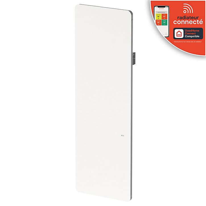 Radiateur connecté électrique double cœur de chauffe GoodHome Sondrio blanc 2000W vertical