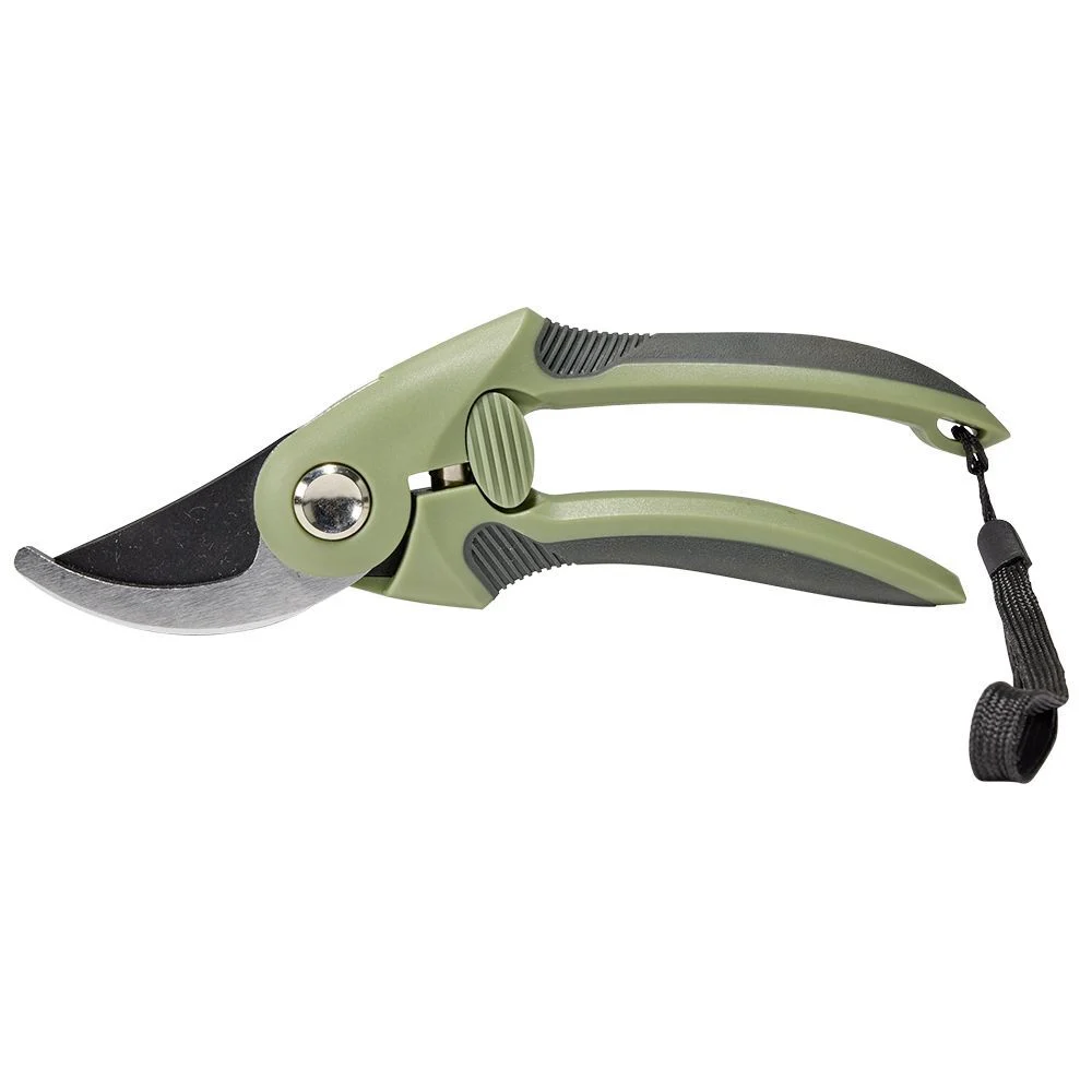 Sécateur de jardin acier carbone vert et gris