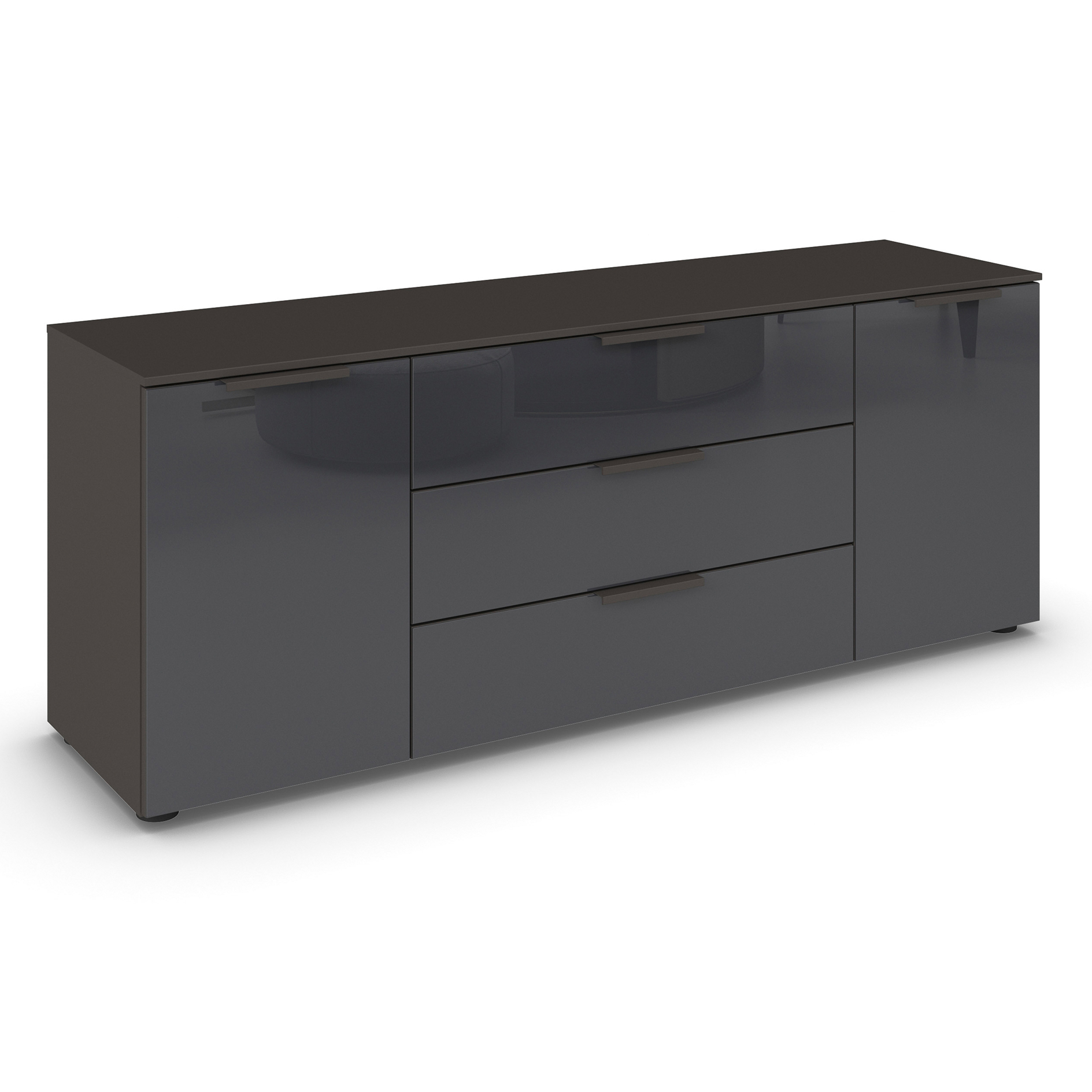 Lowboard - graphit-Basalt - Glasfront - 160 cm