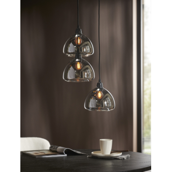 Hanglamp Kai 3-lichts smoke glas Ø30x19 cm