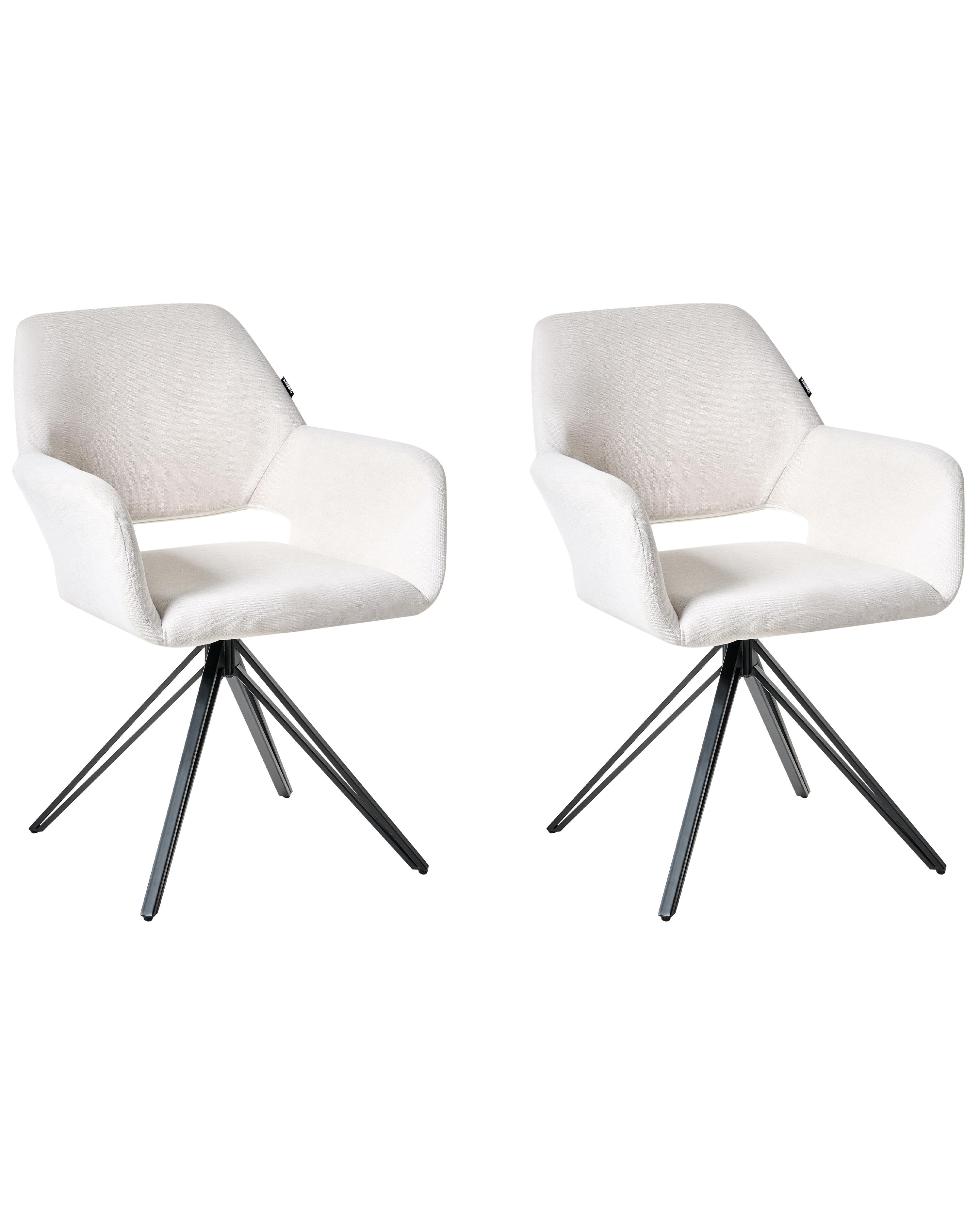Set van 2 eetkamerstoelen CINEY Stof Gebroken wit