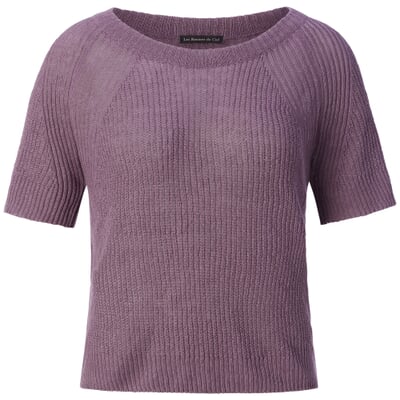 Damen-Strickshirt Halbarm Leinen, Flieder