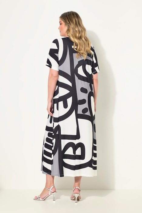 Midikleid, A-Linie, Grafikdruck