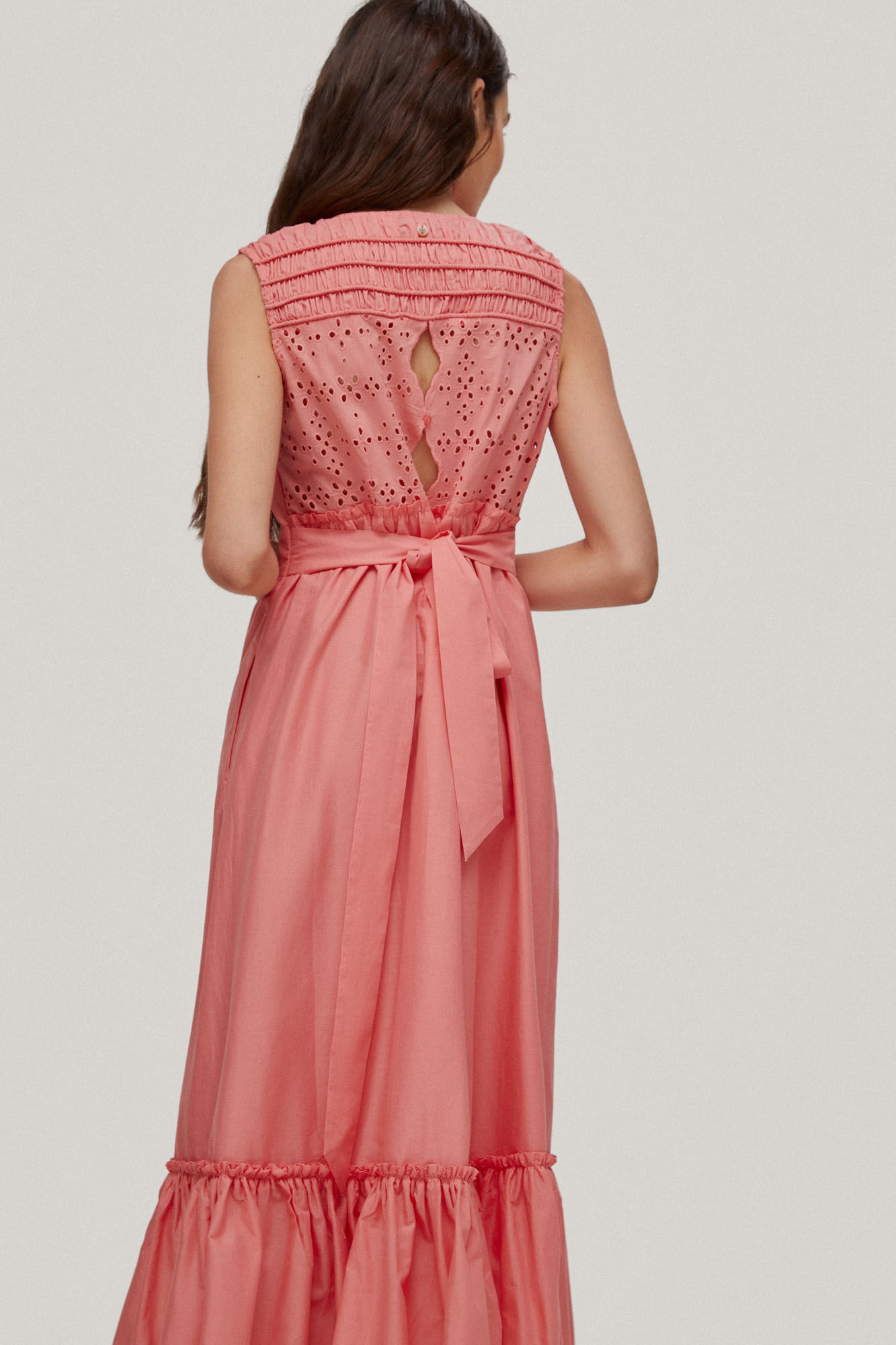 Vestido amplo com aplicações de miçangas, - Rosa