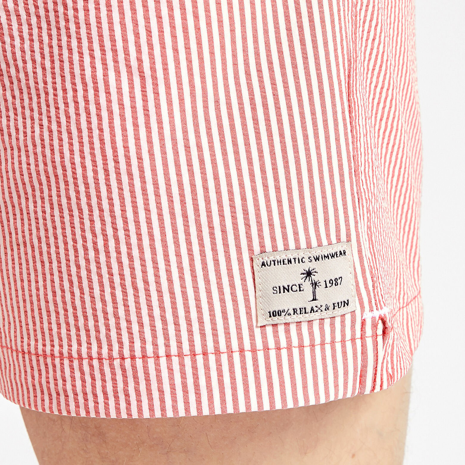 Maillot de bain rayure seersucker Rouge