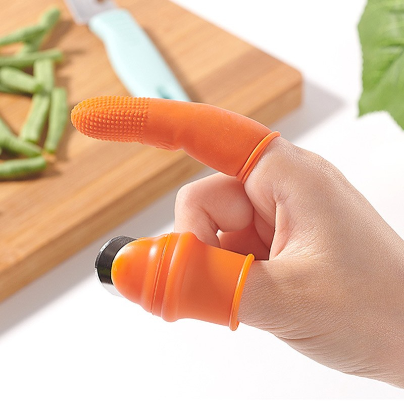 (6-tlg. Set) Silikon Finger Schneider Garten Daumenmesser - Orange