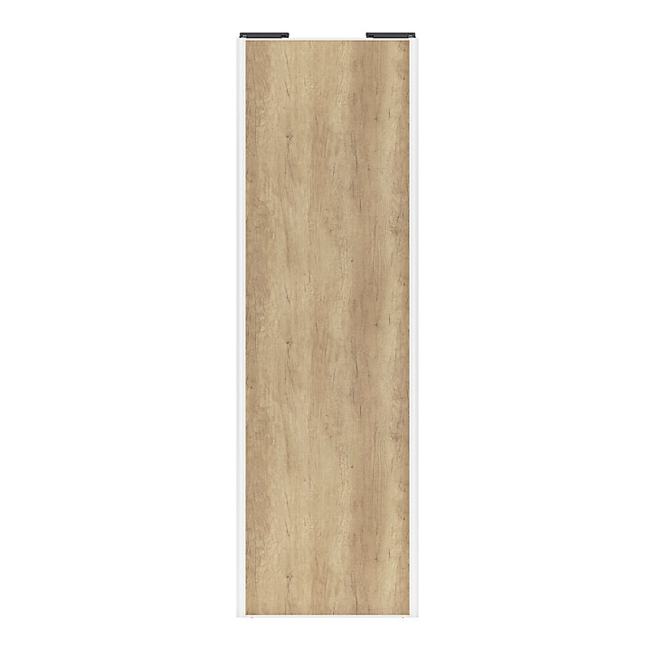 Porte de placard coulissante effet chêne brut profil blanc GoodHome Arius H. 248,5 x L. 77.2 cm + amortisseurs