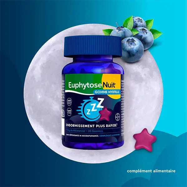 EuphytoseNuit Gomme Myrtille Sommeil Mélatonine 30 Gommes