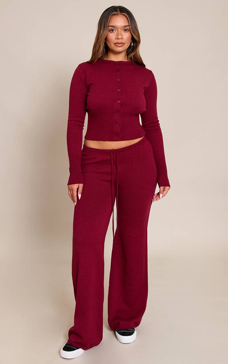 Rouge Vin Pantalon Taille Nouée En Maille Shape