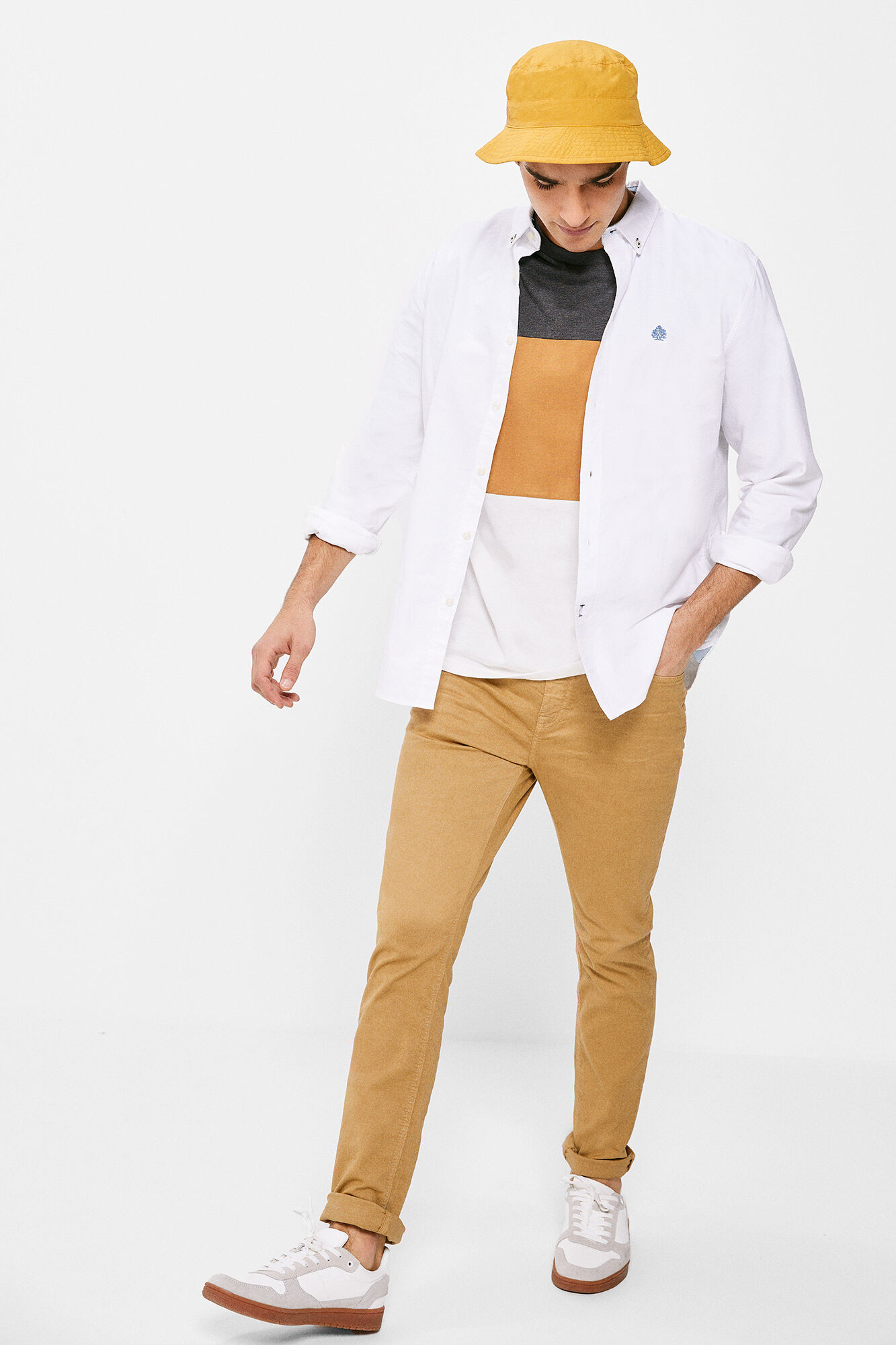 Calça skinny de cinco bolsos - bege médio