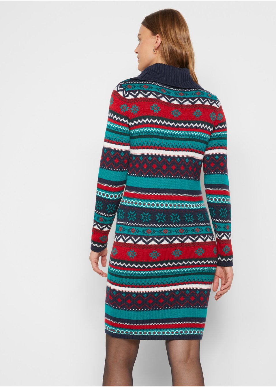 Robe en maille jacquard à col châle