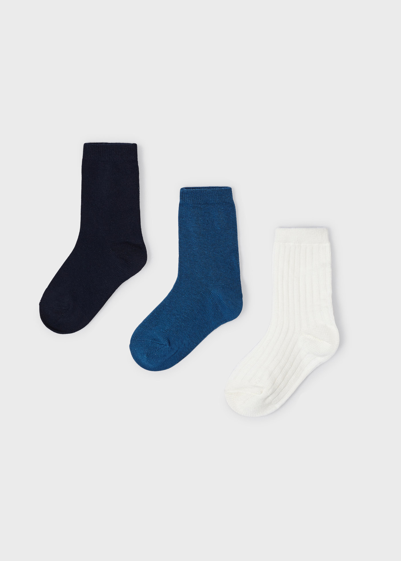 Conjunto de 3 meias lisas de algodão orgânico para meninos