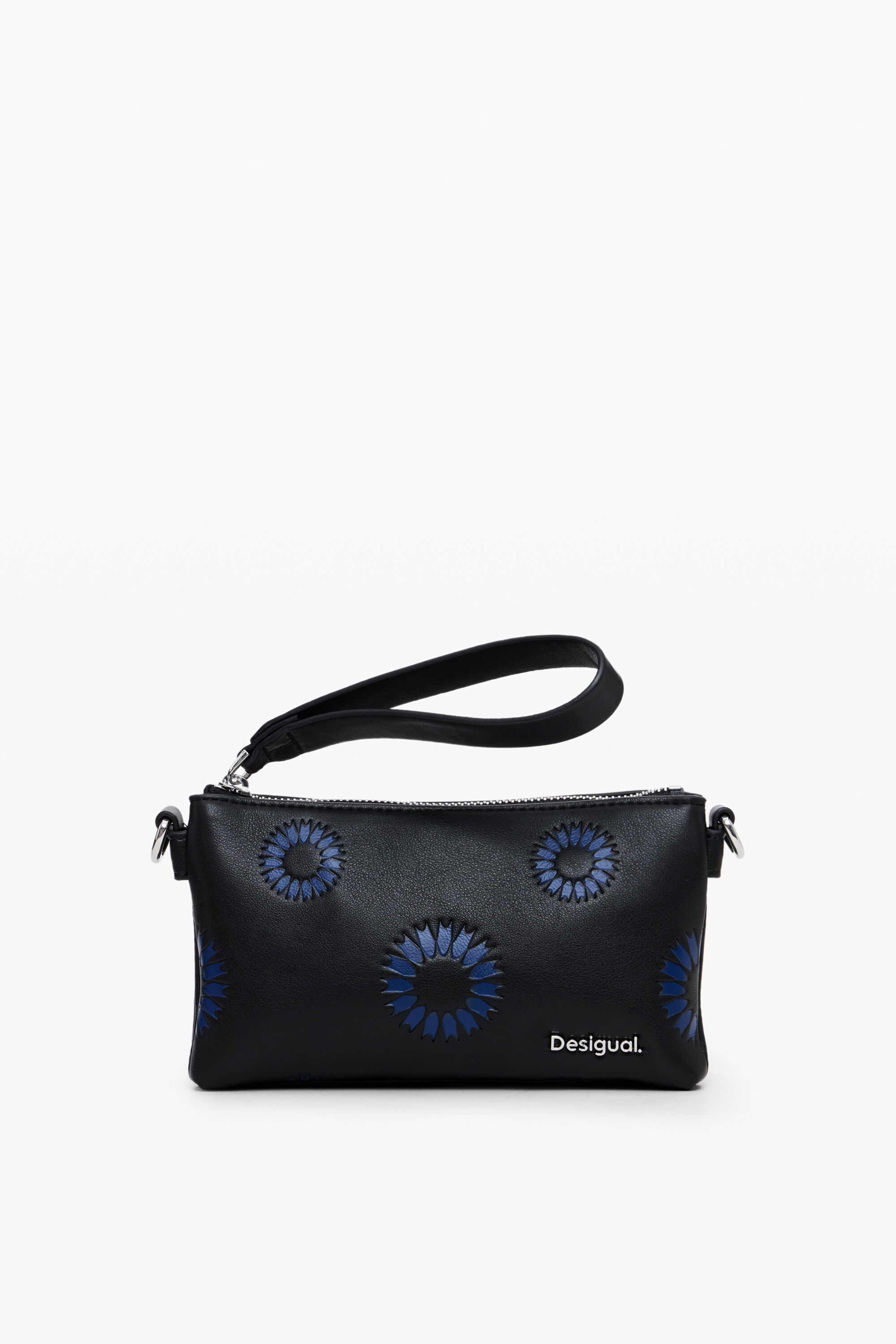 Bolsa de ombro pequena com estampa de girassol