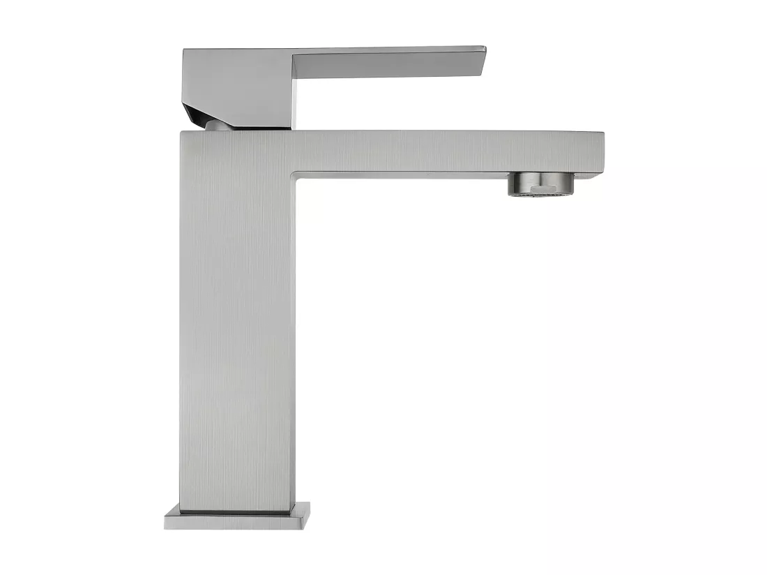 Lot de 2 robinets mitigeurs mécaniques carrés en inox - Coloris nickel brossé - H17,3 cm - CANILAS