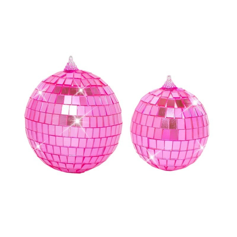 (32er Set) Mini Party Discokugel Deko Aufhänger Spiegelkugel für Geburtstag / Mottoparty / Silvester - Pink
