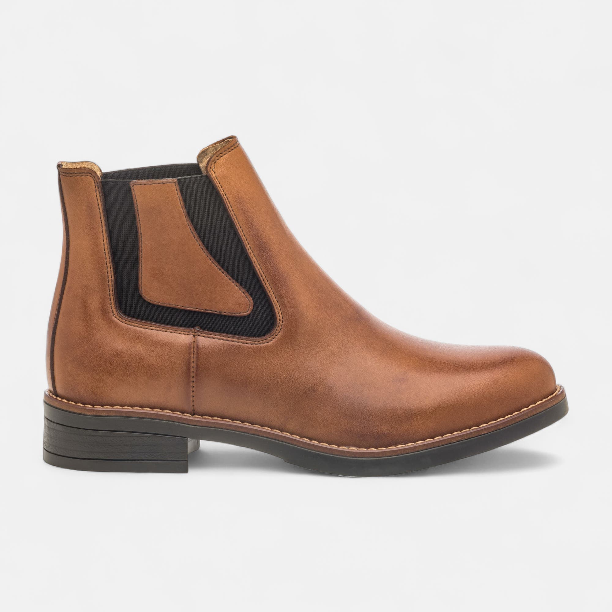 Boots chelsea Femme en cuir cognac