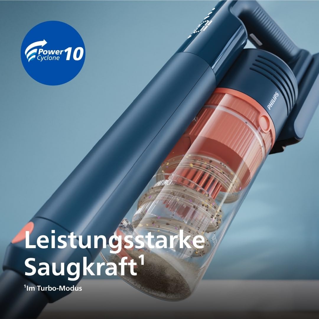 Philips SpeedPro Max Kabelloser Staubsauger 5000 Series, Tierhaar-Düse, Leistungsstarke Saugkraft, 60 Min. Laufzeit, Düse mit LED-Beleuchtung, Aqua-Modul, Fugendüse & Kombidüse (XC5142/01)