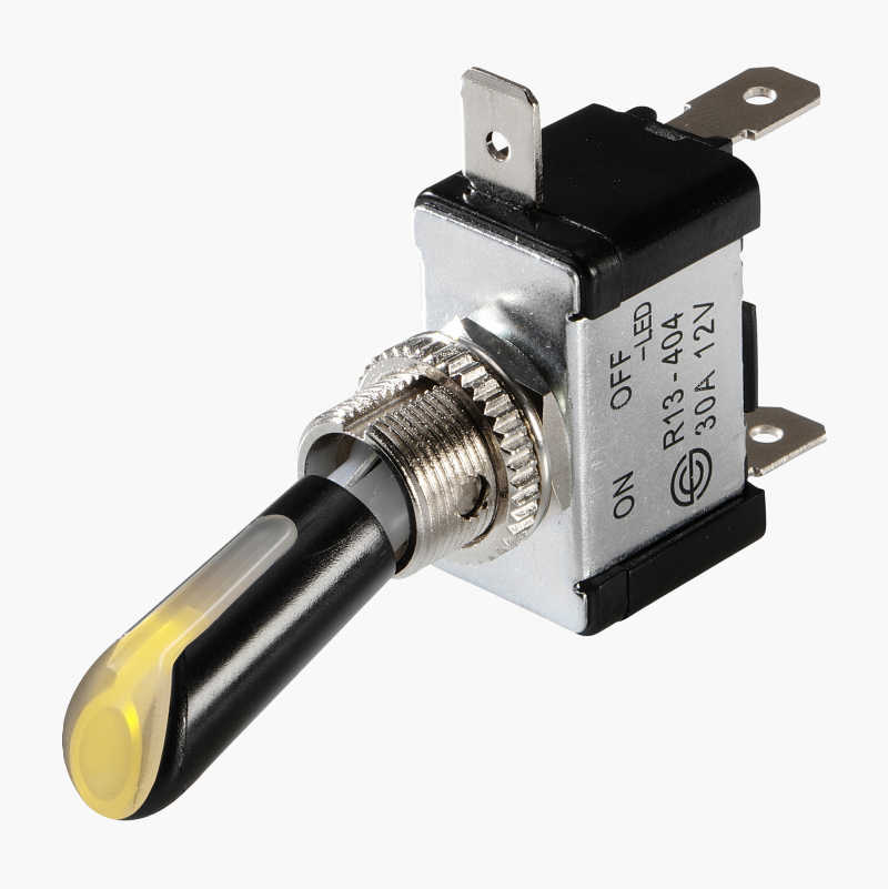 Vippebryter med belyst arm, 12 V, 30 A