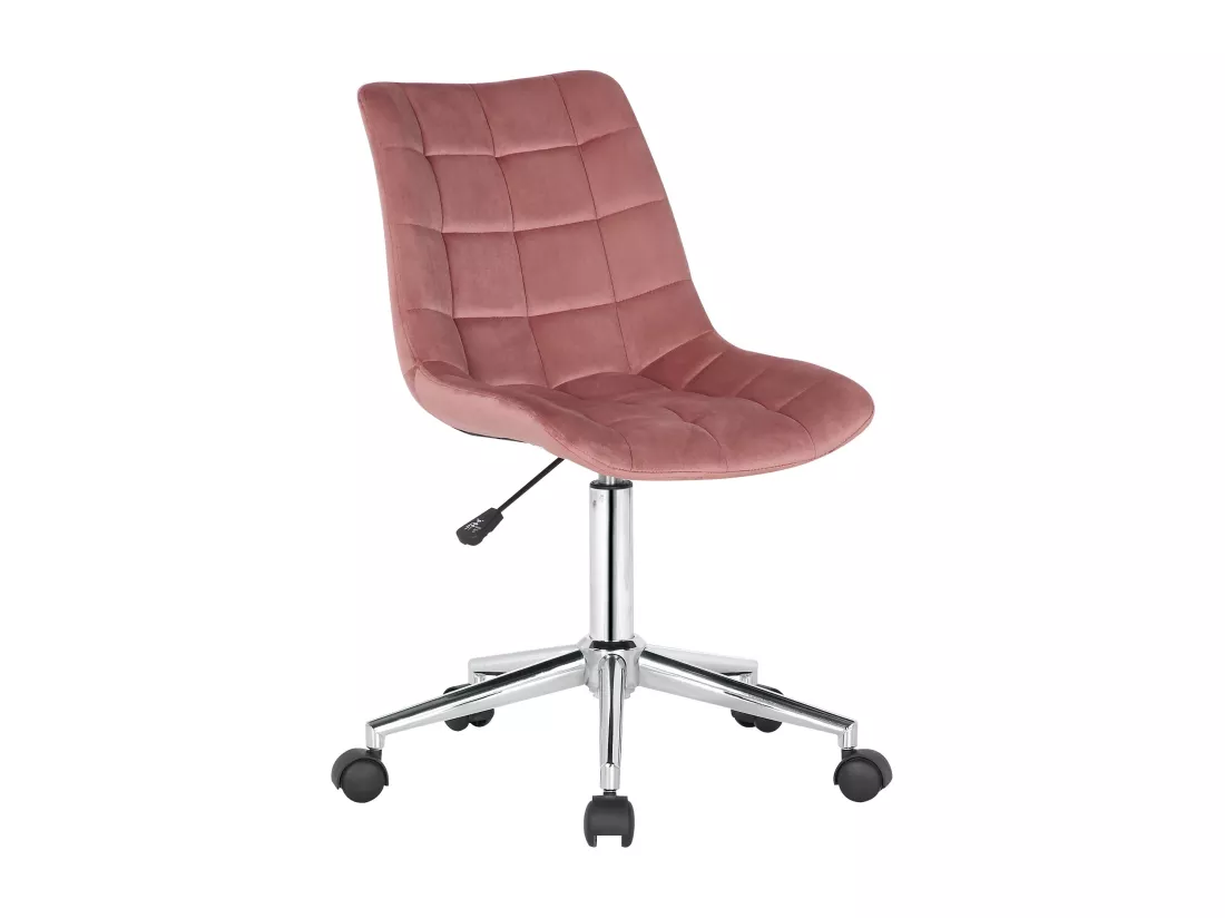 Chaise de bureau - Velours & Métal chromé - Rose - Medford