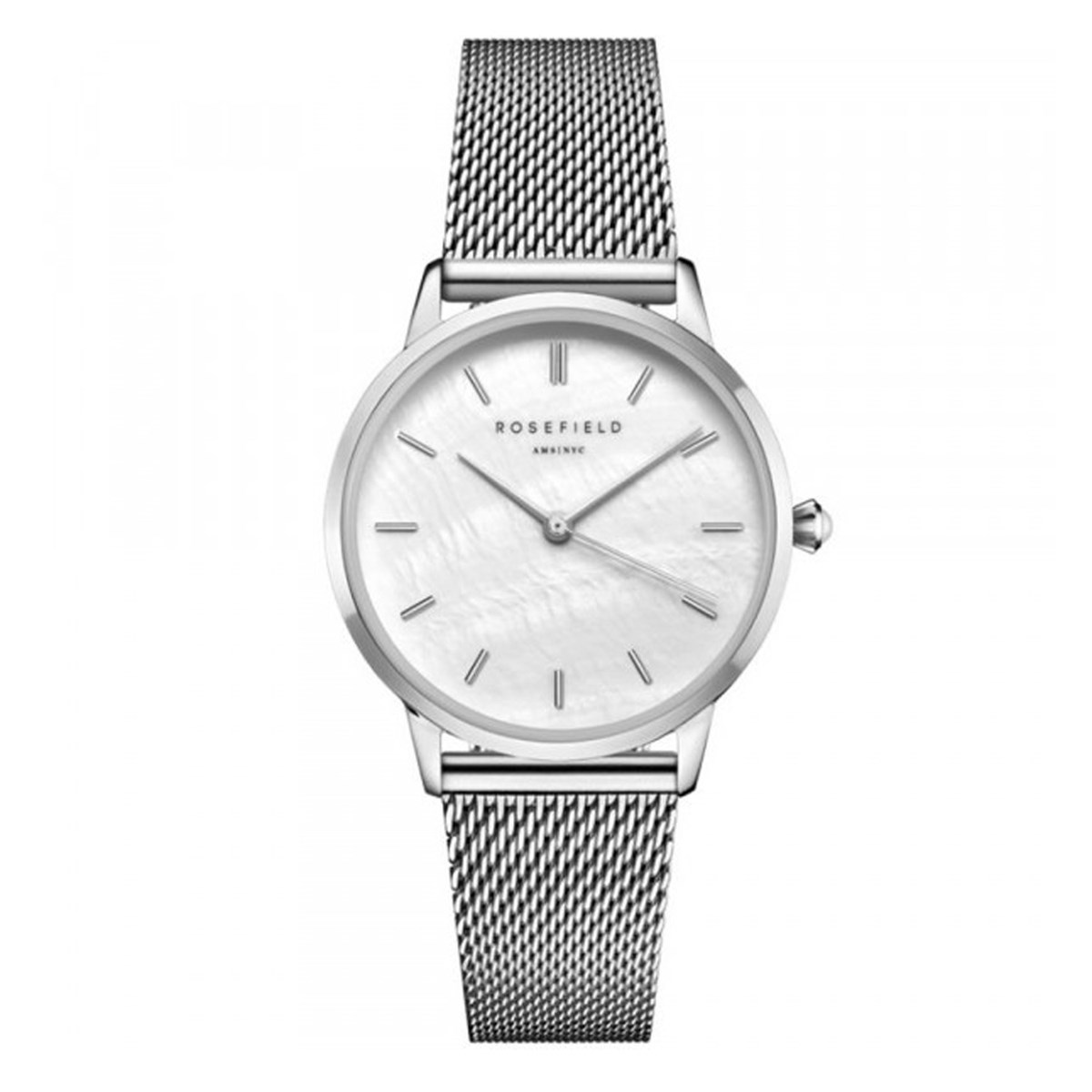 Montre femme Rosefield Pearl Edit maille mailanaiseargentée