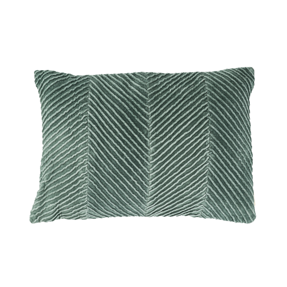 Sierkussen velours Tucked allover seablue 35x50 cm