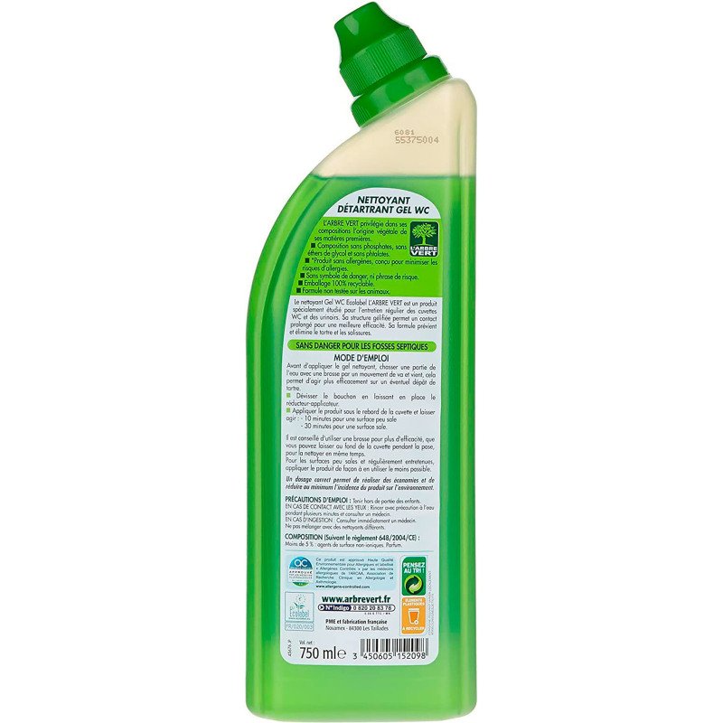 Gel WC Triple action L'arbre Vert romarin intense - Flacon de 750 ml