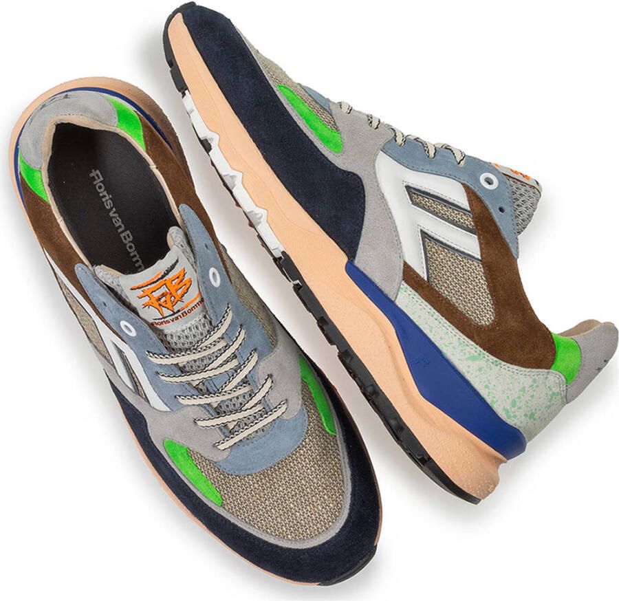 FLORIS VAN BOMMEL Lage Sneakers Heren Sfm-10154 De Treener Maat: 43⅓ Materiaal: Suède Kleur: Blauw
