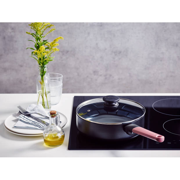 Brabantia TASTY+ Hapjespan met deksel - Ø 24 cm - keramische antiaanbaklaag - PFAS-vrij