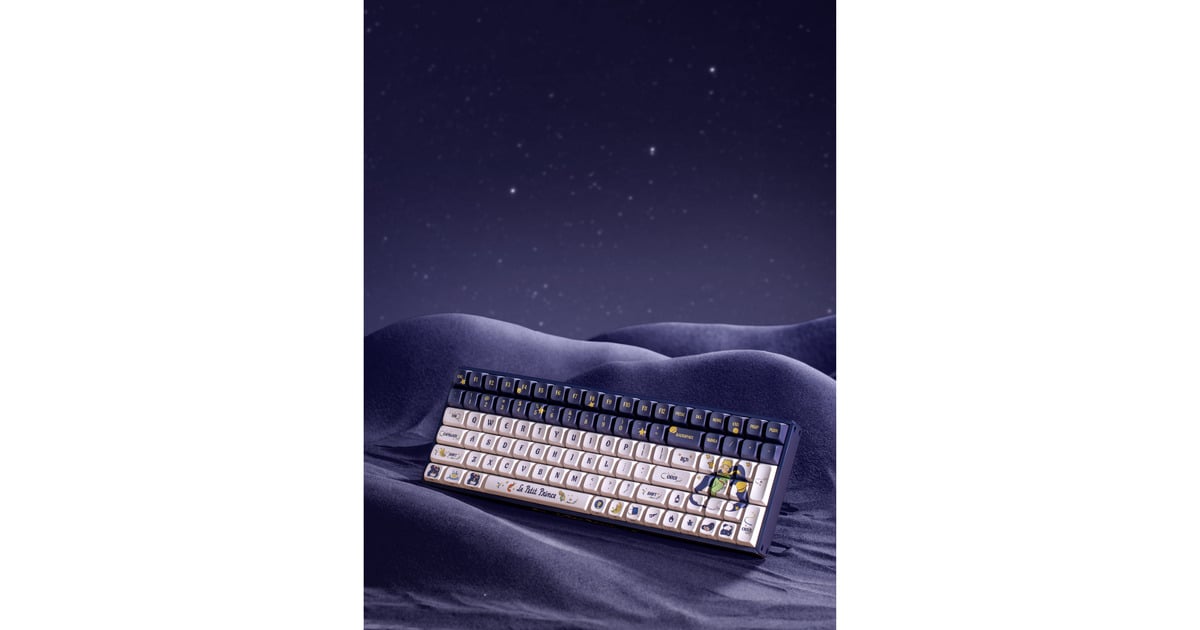IqunixF97 Starry Tryst, gaming toetsenbord  (Donkerblauw/wit, US lay-out, Gateron Red, RGB leds, 96%, Hot-swappable, PBT, 2.4GHz | Bluetooth 5.1 | USB-C)