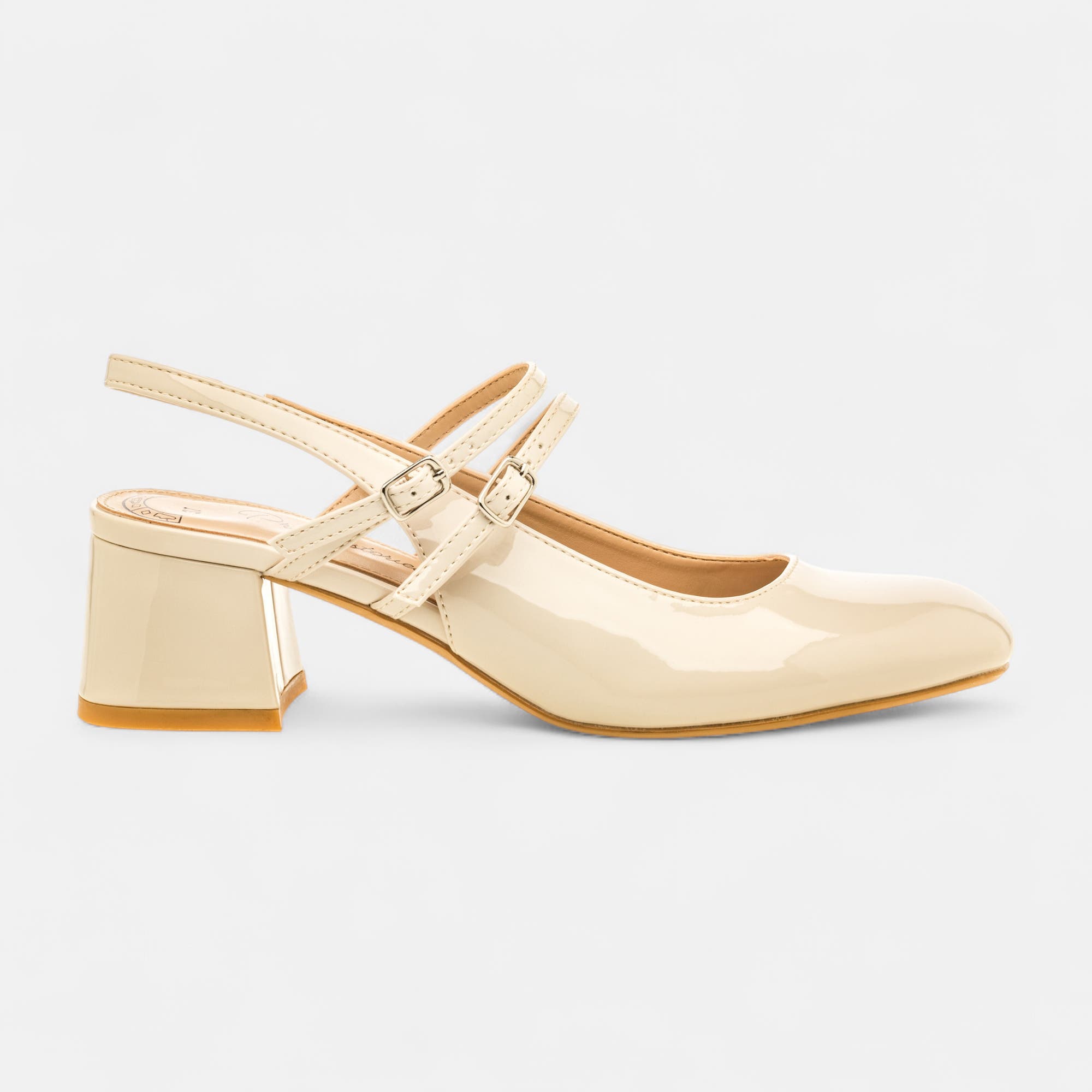 Escarpins avec bride arrière à talon Femme beige