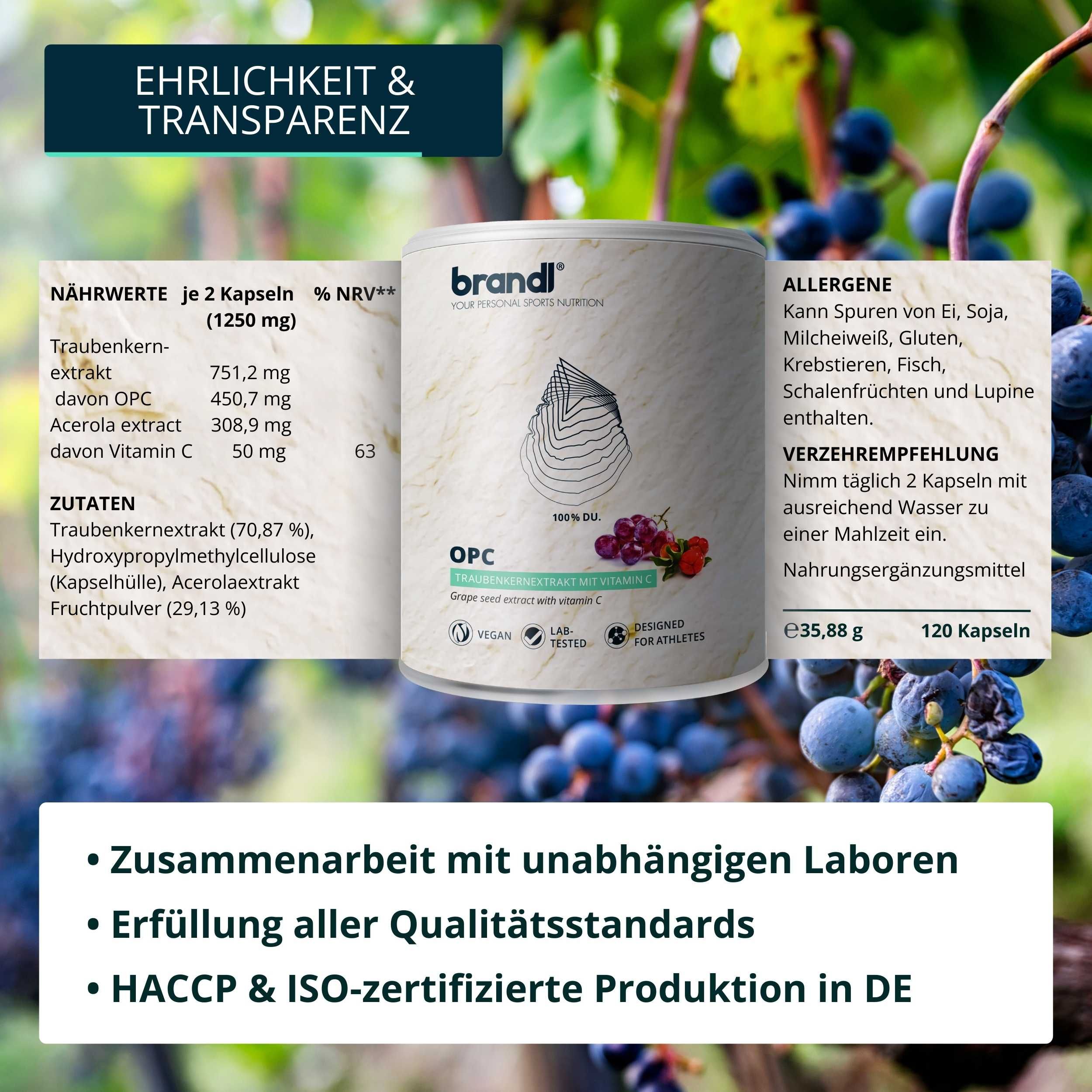 brandl® OPC Traubenkernextrakt mit Vitamin C aus Acerola