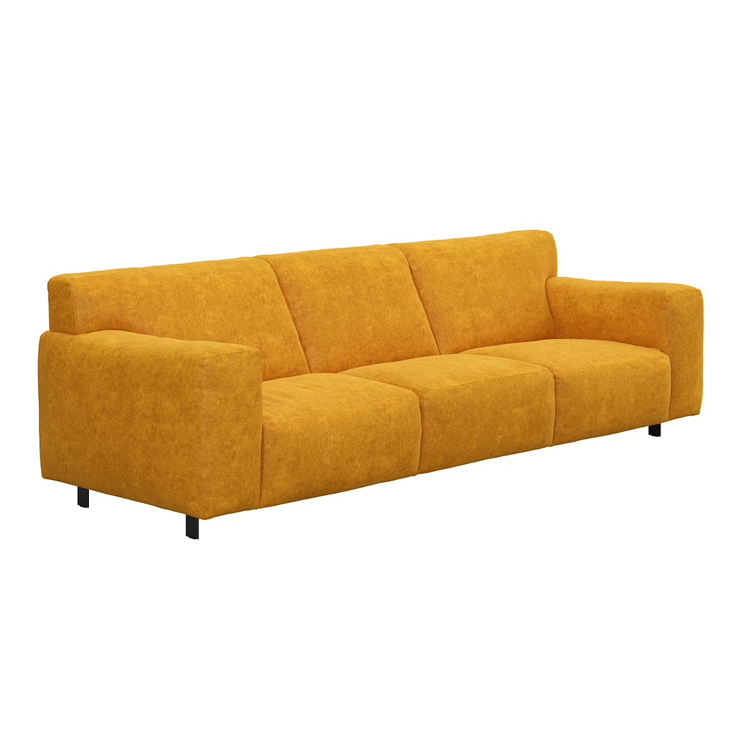 Vesta 4-seter I Tekstil Eros Mustard, standardsøm, sort metallben 10 cm, Comfort CM