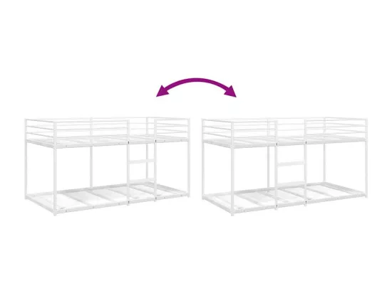 Lit superposé sans matelas blanc 75x190 cm acier