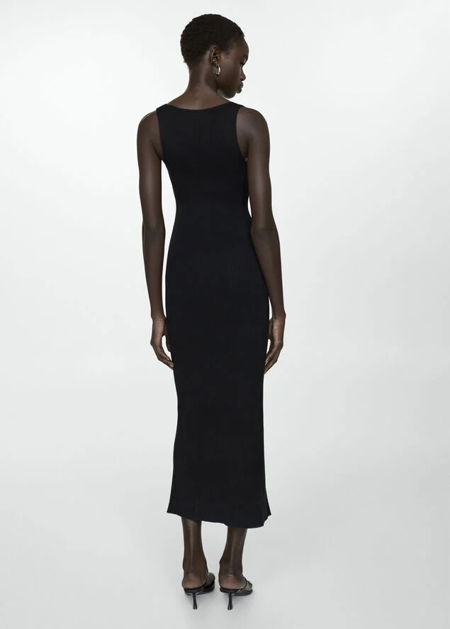 MANGO Knit strapless dress Black