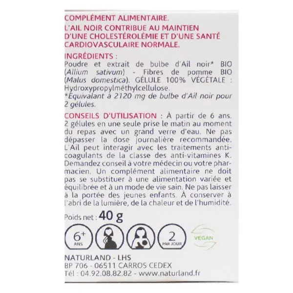 Naturland Ail Noir Bio 75 végécaps