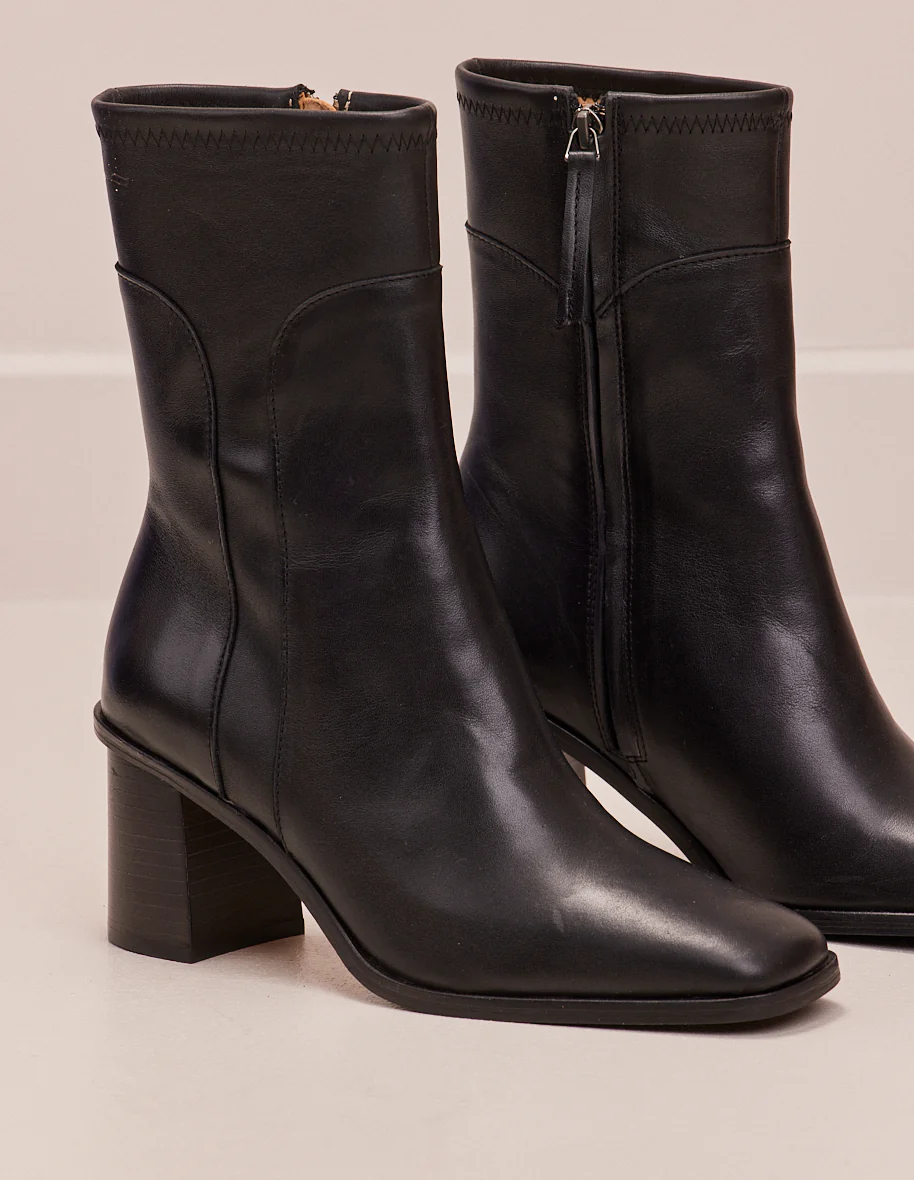 Bottines à talons Frida - Cuir noir