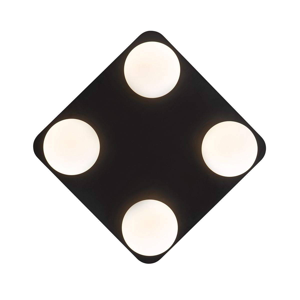 Moderne badkamer plafondlamp zwart vierkant 4-lichts - Cederic